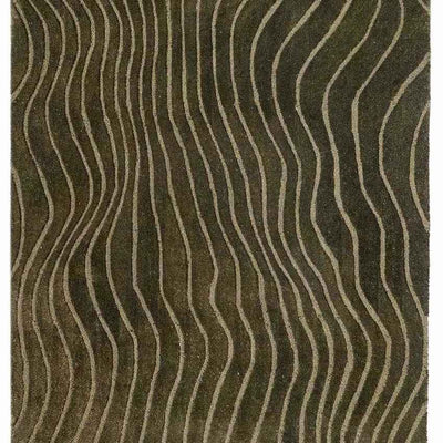 Earthy Green Moss Wool Floor Covering Rug