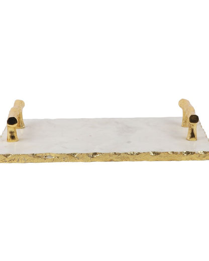 Elegant Marble Serving Tray With Gold Foil Work | 20 x 14 inches