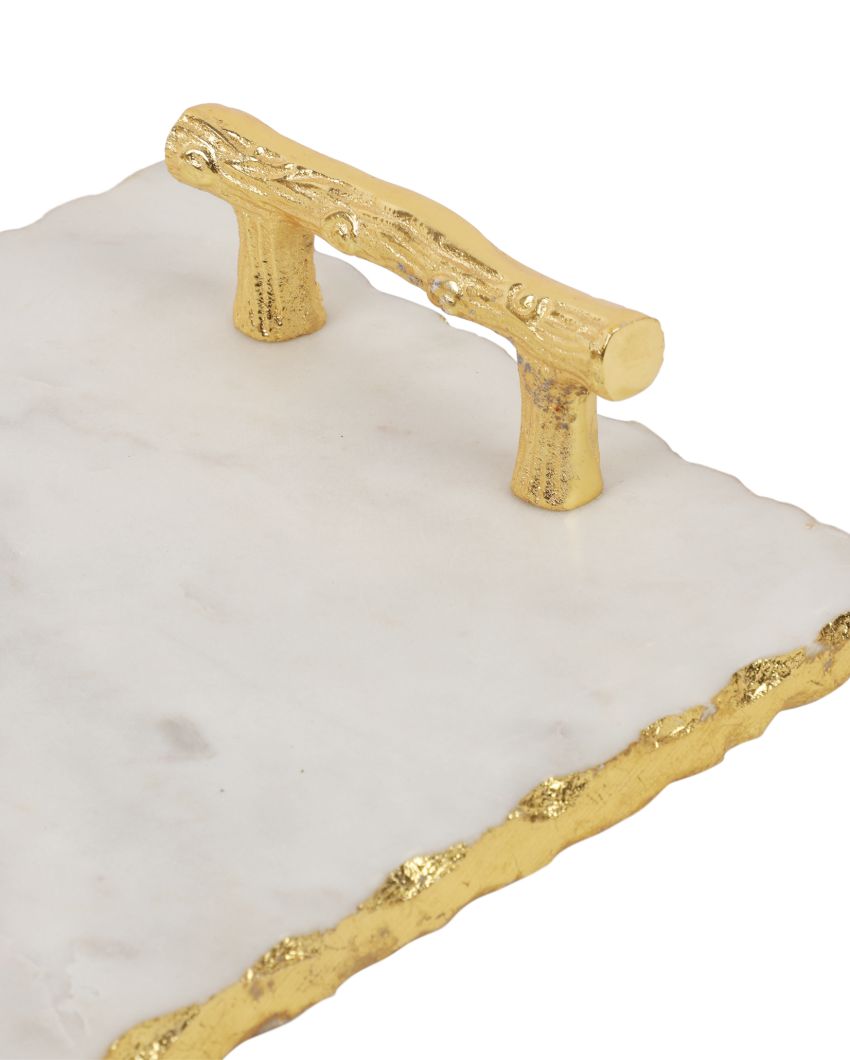 Elegant Marble Serving Tray With Gold Foil Work | 20 x 14 inches