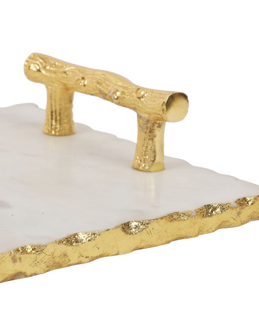 Elegant Marble Serving Tray With Gold Foil Work | 20 x 14 inches