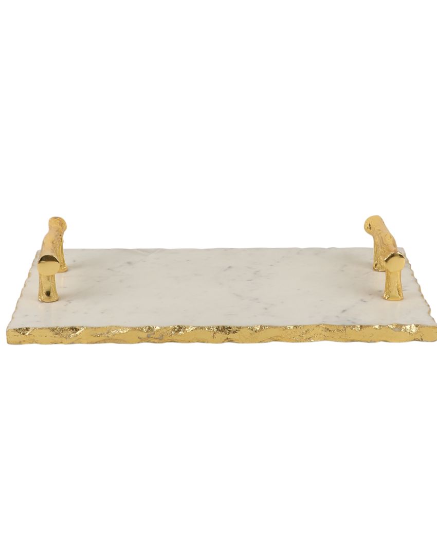 Premium Marble Serving Tray With Gold Foil | 14 x 9 inches