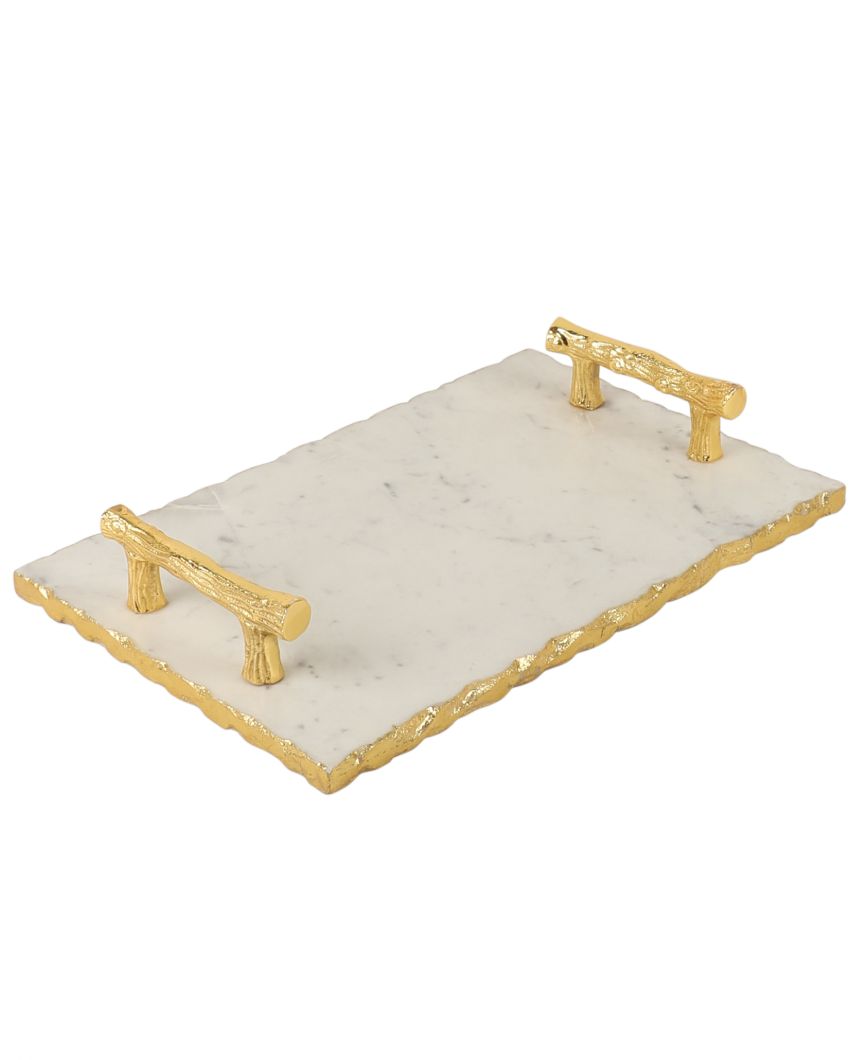 Premium Marble Serving Tray With Gold Foil | 14 x 9 inches