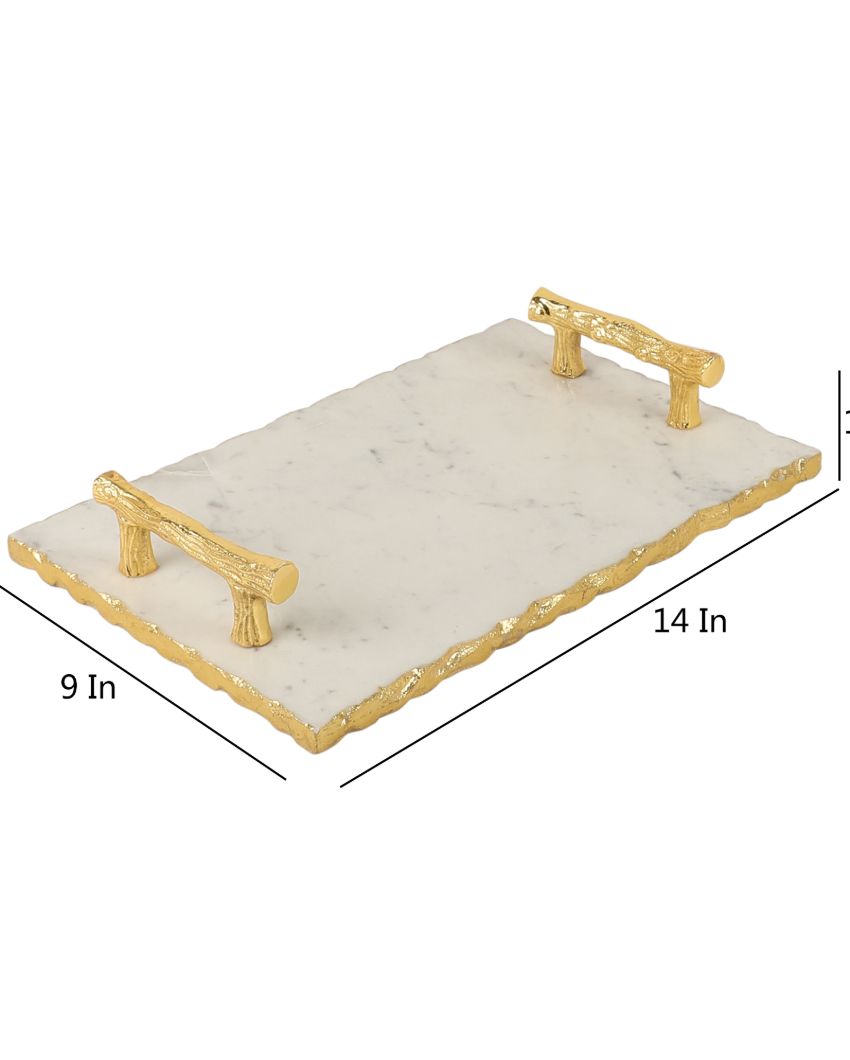 Premium Marble Serving Tray With Gold Foil | 14 x 9 inches