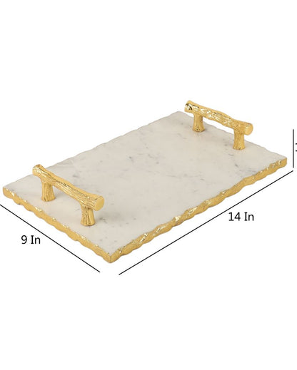 Premium Marble Serving Tray With Gold Foil | 14 x 9 inches