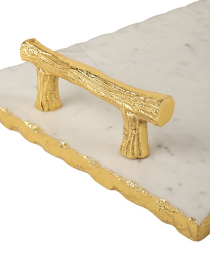 Premium Marble Serving Tray With Gold Foil | 14 x 9 inches