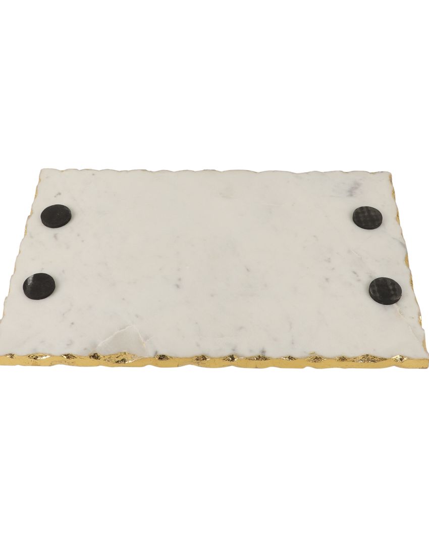 Premium Marble Serving Tray With Gold Foil | 14 x 9 inches