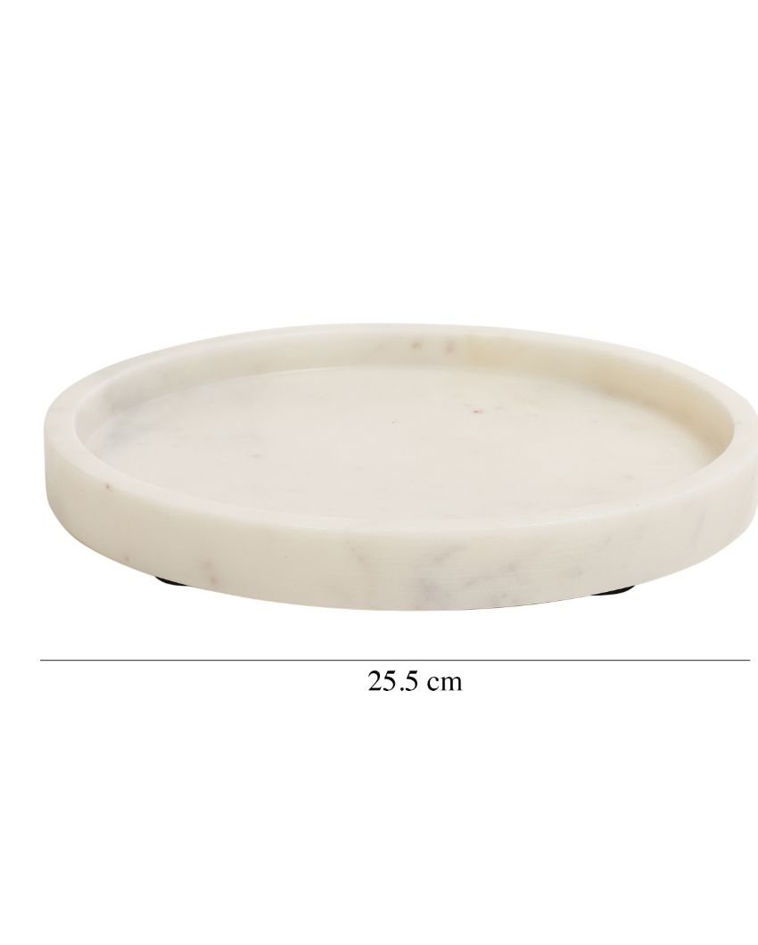 Elegant Round Marble Fruit Serving Tray | 10 inches