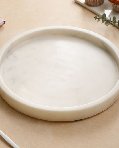 Elegant Round Marble Fruit Serving Tray | 10 inches