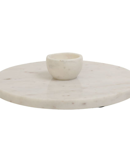 Modern Round Marble Serving Platter With Bowl