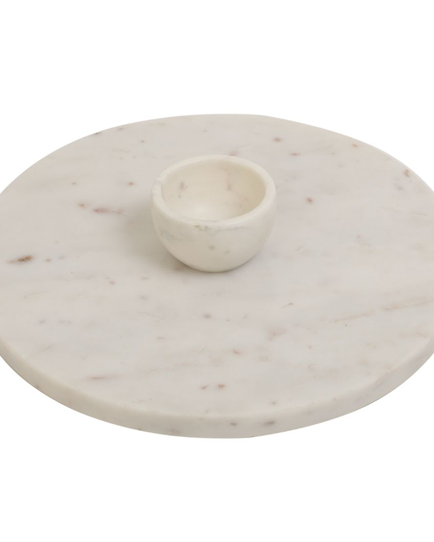 Modern Round Marble Serving Platter With Bowl