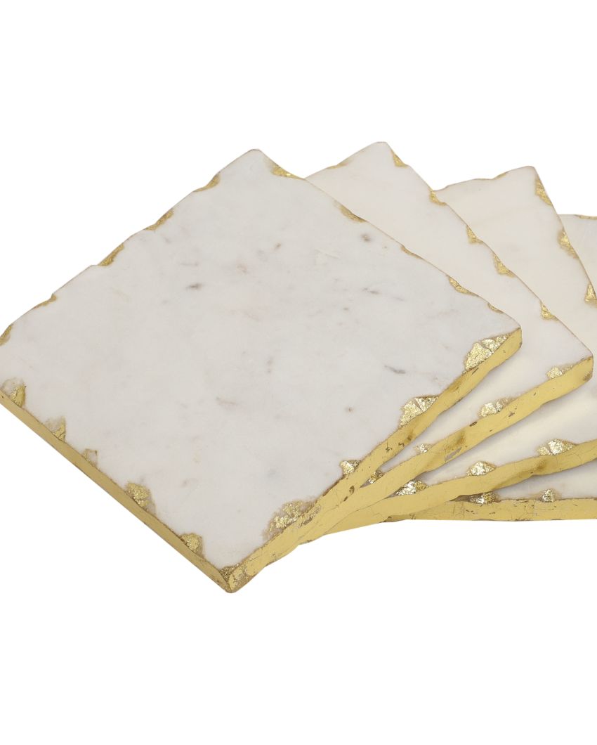 High-Quality Marble Coasters | Set of 4 | 5 x 5 inches