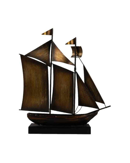 Brown Metal Ship Table Decor | Brown| 27 x 5 x 30 cm/11 x 2 x 12 inches