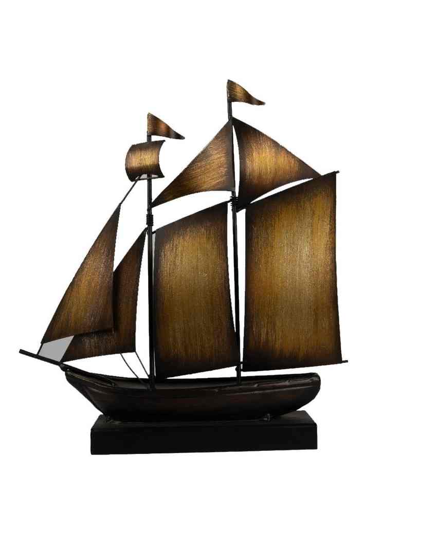 Brown Metal Ship Table Decor | Brown| 27 x 5 x 30 cm/11 x 2 x 12 inches