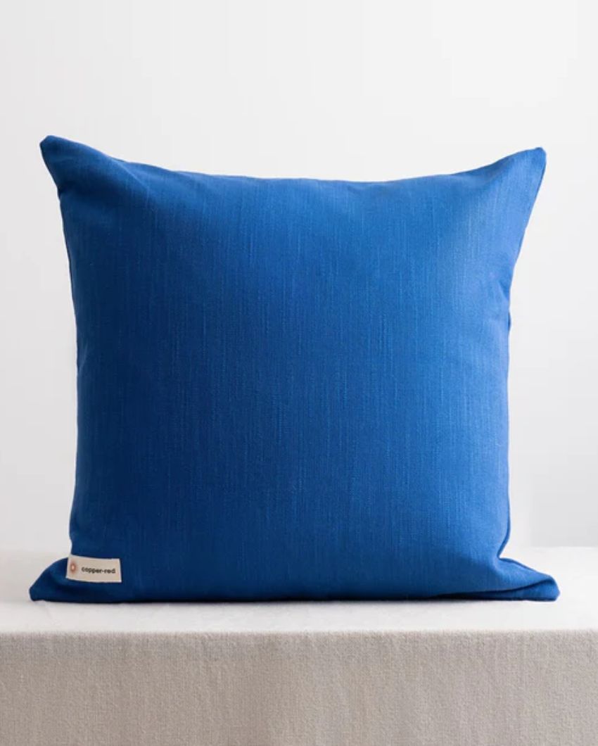 Peaceful Navagio Blue Cotton Throw Pillow Cover