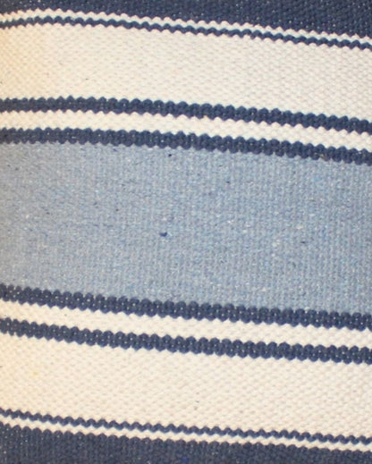 Blue Stripe Hand Woven Cotton Cushion Cover | 18 x 18 Inches