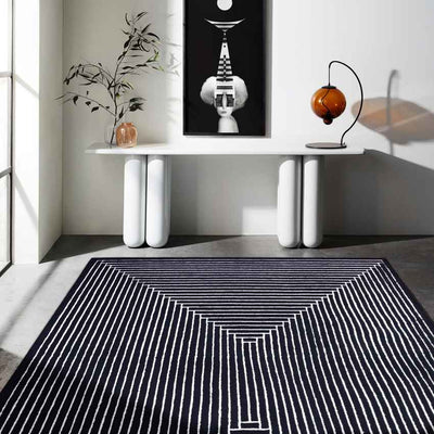 Classic Black Reversible Floor Covering Rug