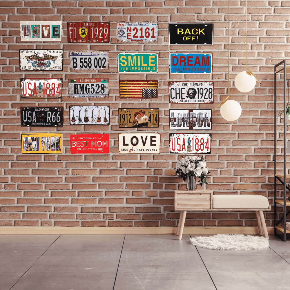 Welcome Number Plates Wall Sign | 6 x 1 x 12 inches