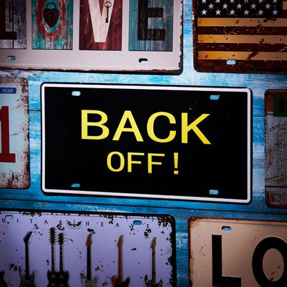 Back Off! Number Tin Plates Wall Sign | 6 x 1 x 12 inches