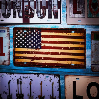American Flag Number Plates Wall Sign | 12 x 6 inches