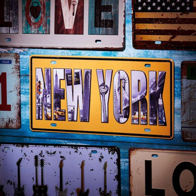 New York Number Plates Wall Sign | 12 x 6 inches