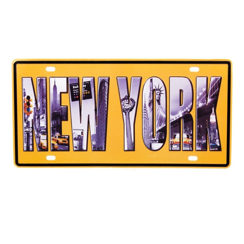 New York Number Plates Wall Sign | 12 x 6 inches