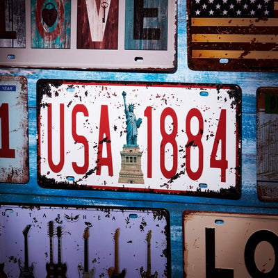 Usa 1884 Number Plates Wall Sign | 6 x 1 x 12 inches