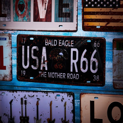 Usa R66 Number Plates Wall Sign | 6 x 1 x 12 inches