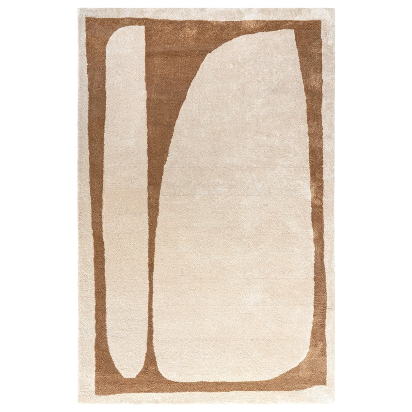 Modern Beige Outline Wool Floor Covering Rug