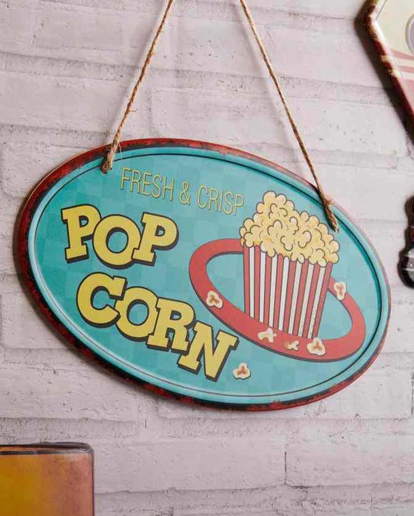 Fresh & Crisp Popcorn 3D Metal Plate Wall Decor | 12 x 8 inches