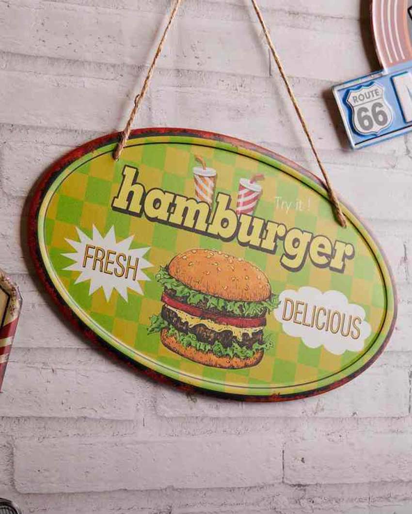 Fresh & Delicious Hamburger 3D Metal Plate Wall Decor | 12 x 8 inches