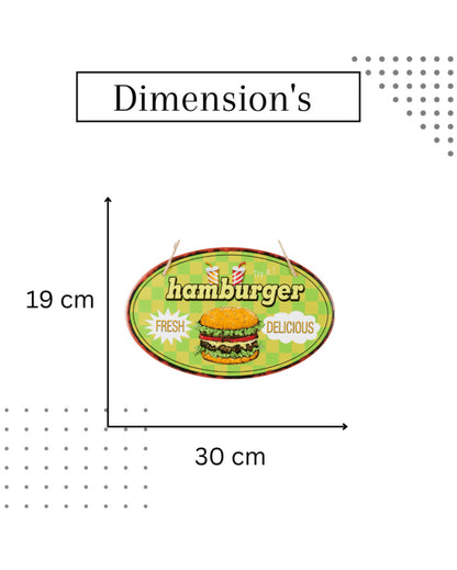 Fresh & Delicious Hamburger 3D Metal Plate Wall Decor | 12 x 8 inches