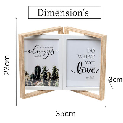 Sleek Beige Double Door Photo Frame with Rotation