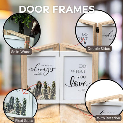 Sleek Beige Double Door Photo Frame with Rotation
