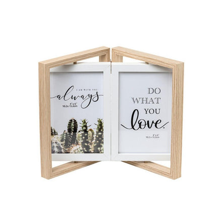 Sleek Beige Double Door Photo Frame with Rotation