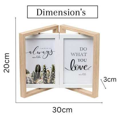Sleek Beige Double Door Photo Frame with Rotation