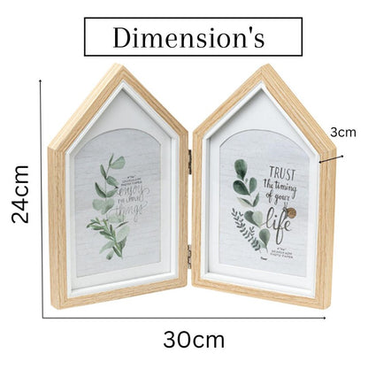 Charming Two-House Shape Beige Photo Frame
