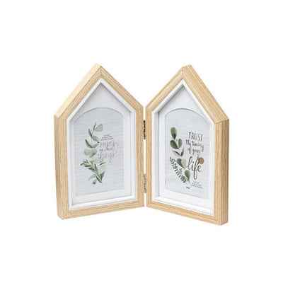 Charming Two-House Shape Beige Photo Frame