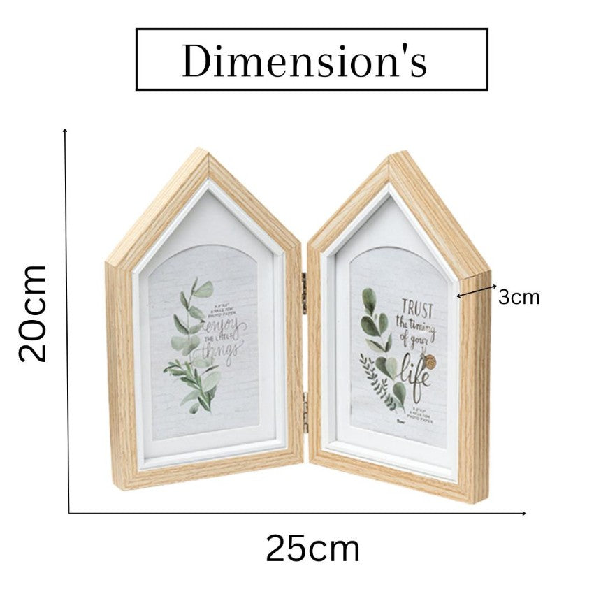 Charming Two-House Shape Beige Photo Frame
