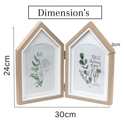 Cozy Two-House Shape Brown Photo Frame