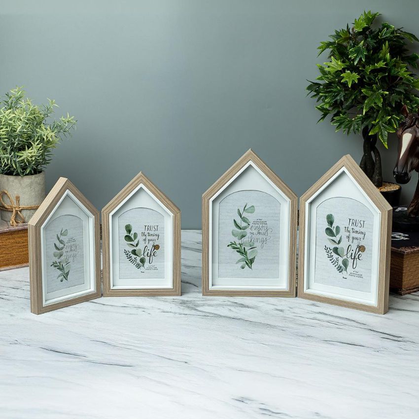 Cozy Two-House Shape Brown Photo Frame