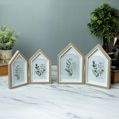 Cozy Two-House Shape Brown Photo Frame