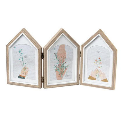 Quaint Three-House Shape Brown Photo Frame