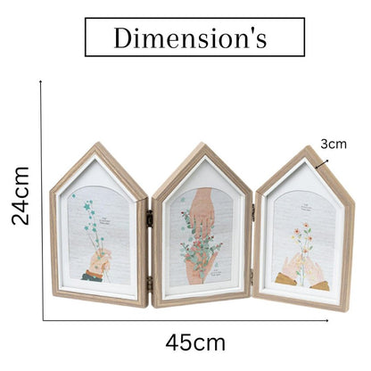 Quaint Three-House Shape Brown Photo Frame