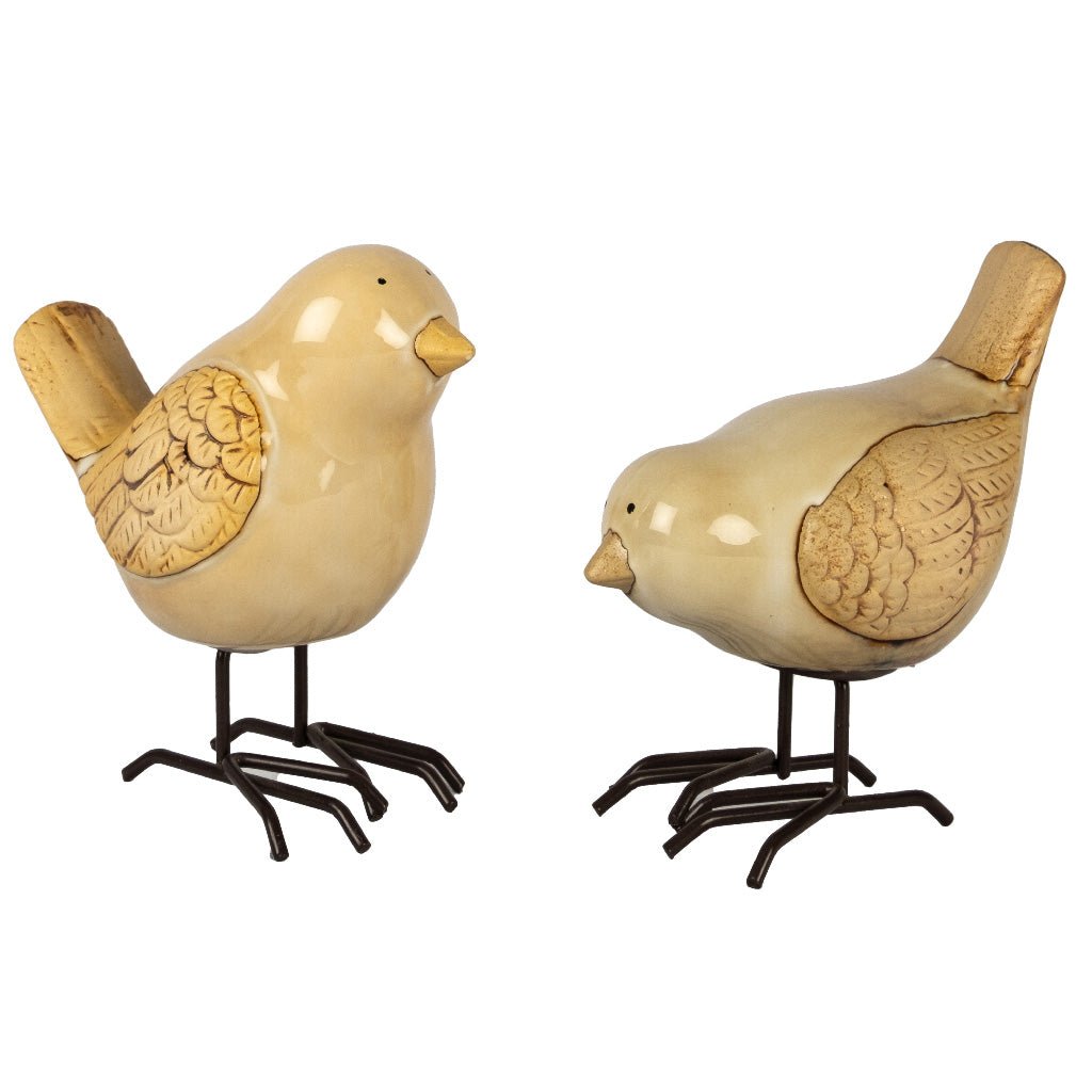 Pigeon Ceramic Miniature Figurines | Set Of 2 | 5 x 3 x 5 inches