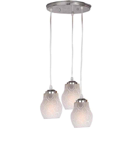 Sleek Triple Glass Shade Hanging Ceiling Light Pendant Lamp | 13 x 13 x 32 inches