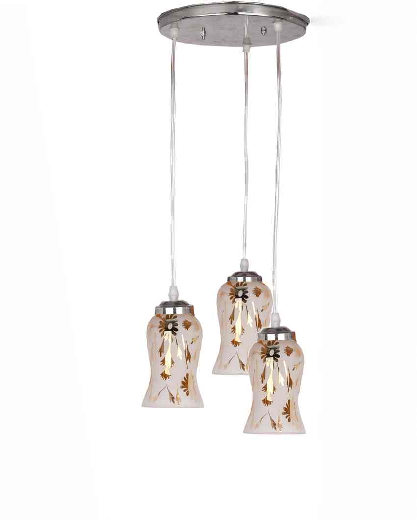 Royal Three Glass Shade Hanging Ceiling Pendant Light Lamp | 13 x 13 x 32 inches