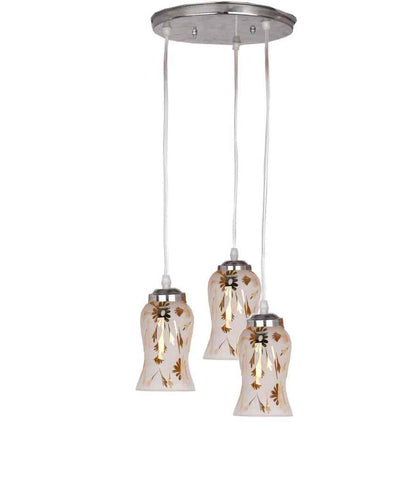 Royal Three Glass Shade Hanging Ceiling Pendant Light Lamp | 13 x 13 x 32 inches