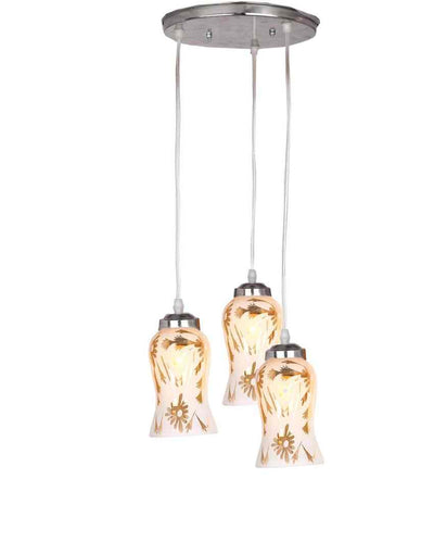 Decorative Three Glass Shade Hanging Ceiling Pendant Light Lamp | 13 x 13 x 32 inches