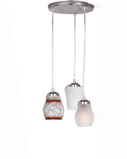 Refined Triple Glass Shade Hanging Ceiling Light Pendant Lamp | 13 x 13 x 32 inches