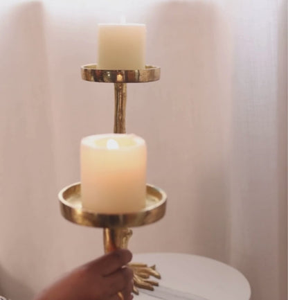 Geo Candle Stand | Gold | Set of 2 | 8 inches & 10 inches